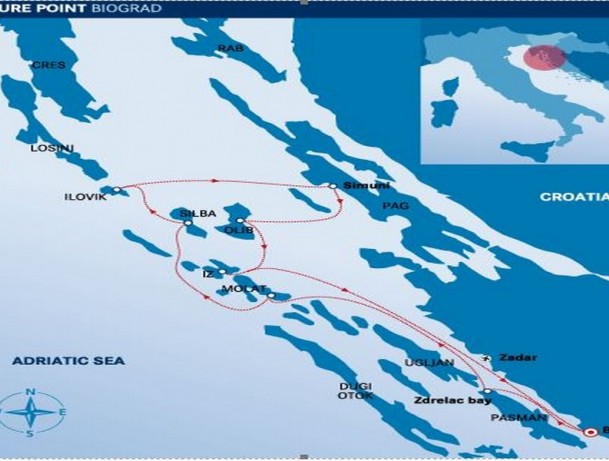 Sailing routes of Croatia